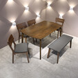 Dining - 1.5M Solid Rubber Wooden Dining Set 3573